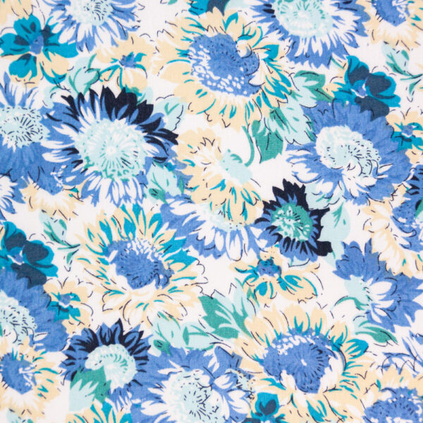Sunflowers Cotton Poplin Print, Blue