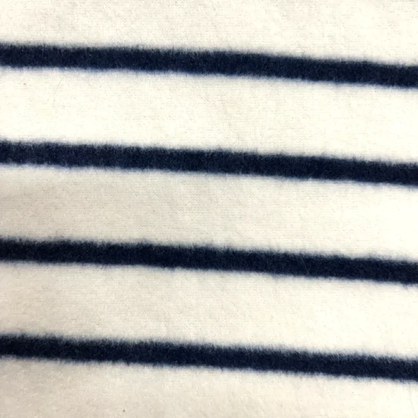 Clearance Printed Fleece, Navy Cream Stripe
