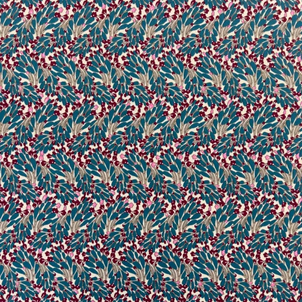 Pima Cotton Lawn Floral Sprig, Turq